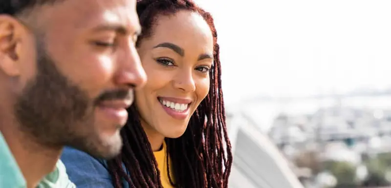 Happy couple at dentist