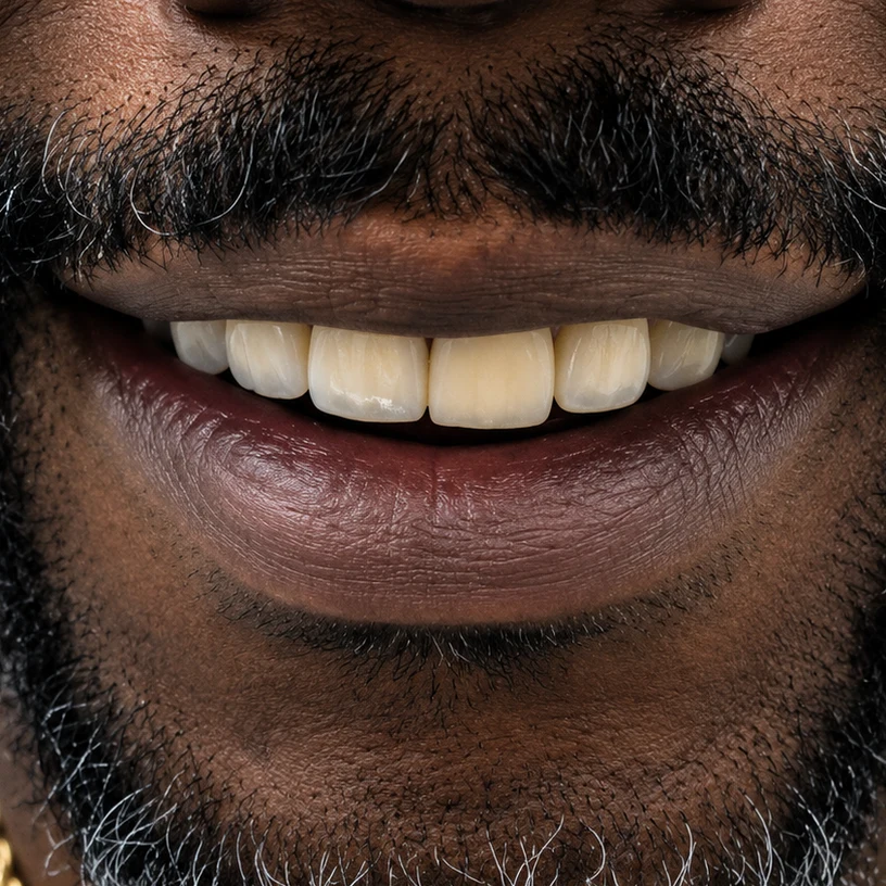 Close-up of the same patient’s smile after bridge restoration at Detroit Dentist