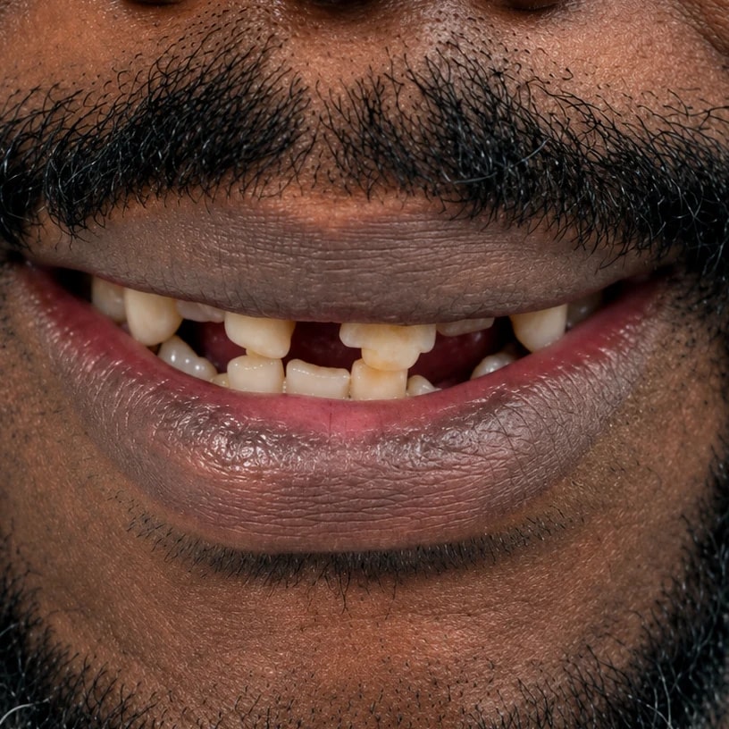 Case 6 Full Roundhouse Zirconia Bridge — before treatment