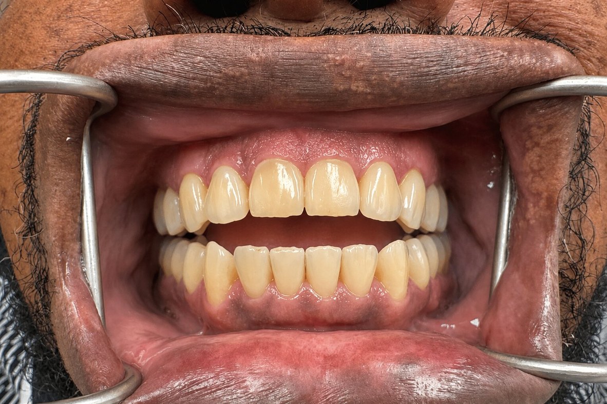 Case 9 Invisalign + Crown Work — after treatment